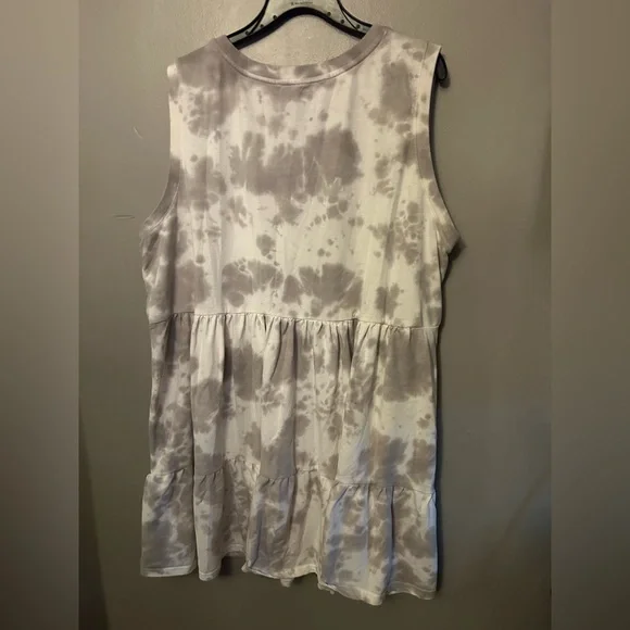 Jane and Delancey Dress - gray/white tie dye tiered sleeveless soft and cozy - Picture 5 of 8